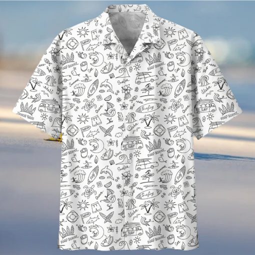 Surfing White High Quality Unisex Hawaiian Shirt