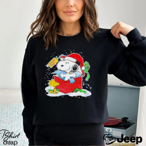 Surprise gift box from Snoopy woodstock Christmas shirt