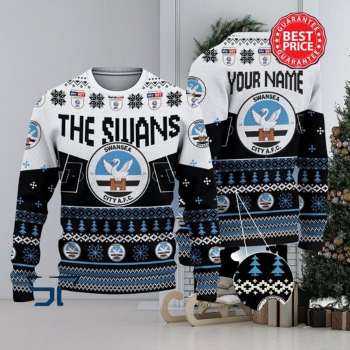 Swansea City AFC EFL Logo Custom Name Ugly Sweater Christmas