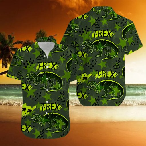 T Rex Green Hawaiian Shirts Kv