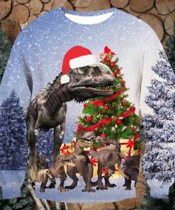 T Rex Snow Ugly Christmas Sweater, Christmas Gift Apparel, Merry Ugly Christmas Sweater