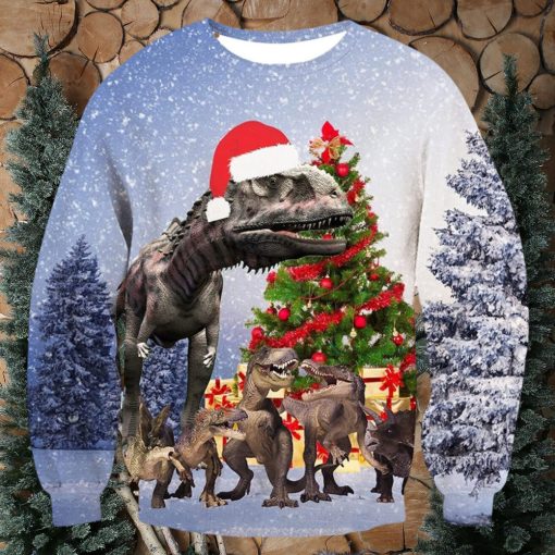 T Rex Snow Ugly Christmas Sweater, Christmas Gift Apparel, Merry Ugly Christmas Sweater