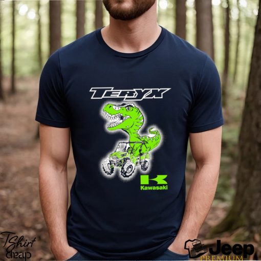 T Rex riding Jeep Teryx Kawasaki logo shirt