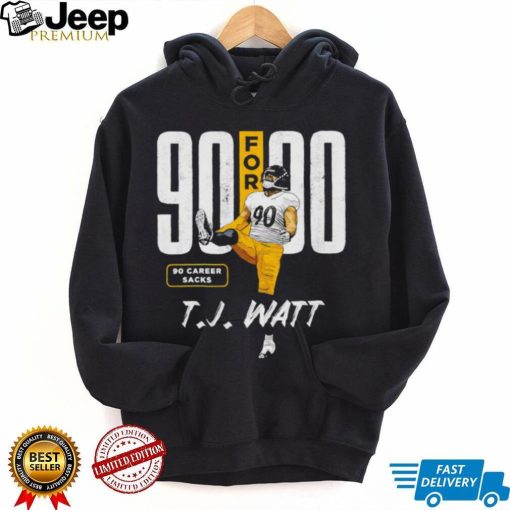 T.J. Watt number 90 Pittsburgh Steelers football player 90 for 90 pose shirt