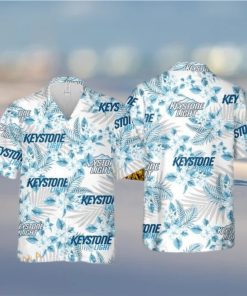 Keystone Light Beer Tropical Flower Pattern Hawaiian Shirt