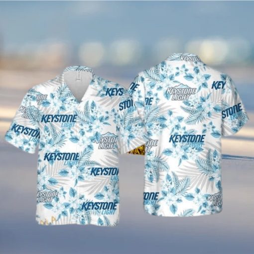 Keystone Light Beer Tropical Flower Pattern Hawaiian Shirt