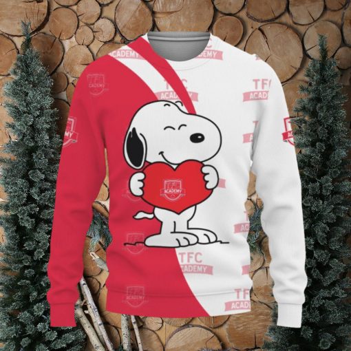 TFC Academy Snoopy Cute Heart American Sports Team Knitted Christmas Sweater Gift Holidays