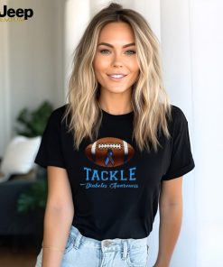 Tackle Diabetes Awareness American Football Blue Ribbon Tshirt