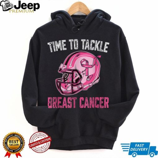 Tackle Football Pink Ribbon Breast Cancer Awareness Support T Shirt