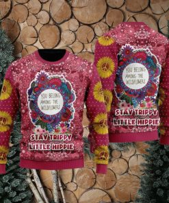 Tacky Retro Xmas Threads Stay Trippy Little Hippie Ugly Christmas Sweater For Men and Women