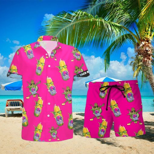 Taco Bell Funy Corn Aloha Hawaiian Shirt And Shorts Summer Gift