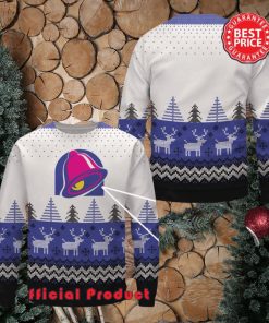 Taco Bell Wool Logo Reindeer Snowflake Ugly Christmas Sweater