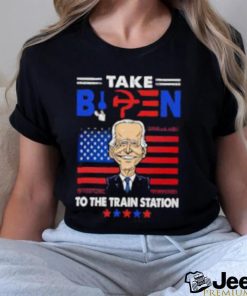 Take Biden to the train station US flag shirt