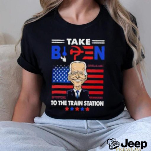 Take Biden to the train station US flag shirt