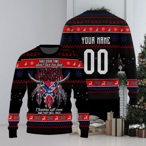 Take Your Time Don’t Live Too Fast Lynyrd Skynyrd Christmas Will Come And They Will Pass Ugly Sweater