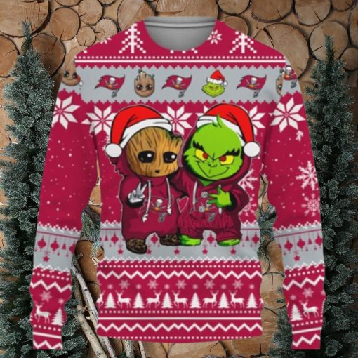 Tampa Bay Buccaneers Baby Groot And Grinch Best Friends Ugly Christmas Sweaters