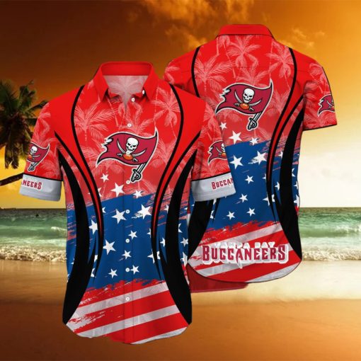 Tampa Bay Buccaneers NFL Flag US Background Hawaiian Shirt For Men And Women