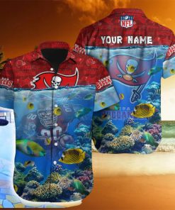 Tampa Bay Buccaneers NFL Ocean Beach Coral Fish 3D Hawaiian Shirt For Fans Gift Custom Name