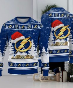 Tampa Bay Lightning Logo Wearing Santa Hat Christmas Gift Ugly Christmas Sweater Christmas Gift Ideas