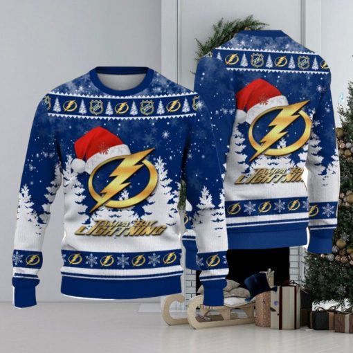 Tampa Bay Lightning Logo Wearing Santa Hat Christmas Gift Ugly Christmas Sweater Christmas Gift Ideas