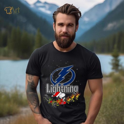 Tampa Bay Lightning NHL Santa Snoopy and Woodstock Christmas T Shirt