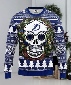 Tampa Bay Lightning Skull Flower Ugly Ugly Christmas Sweater For Sport Fans Christmas Gift