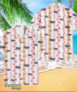 Tampa Bay Rays Pink Hibiscus Yellow Pink Orchid White Background 3D Hawaiian Shirt Gift For Fans