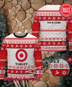 Target Custom Name White Design Logo Reindeer Ugly Christmas Sweater