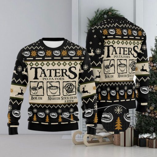 Taters Potatoes LOTR Black Knitted Xmas Gifts Gift Ugly Christmas Sweater For Men And Women