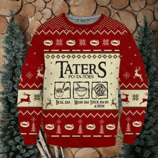 Taters Potatoes LOTR Red Ugly Christmas Sweater