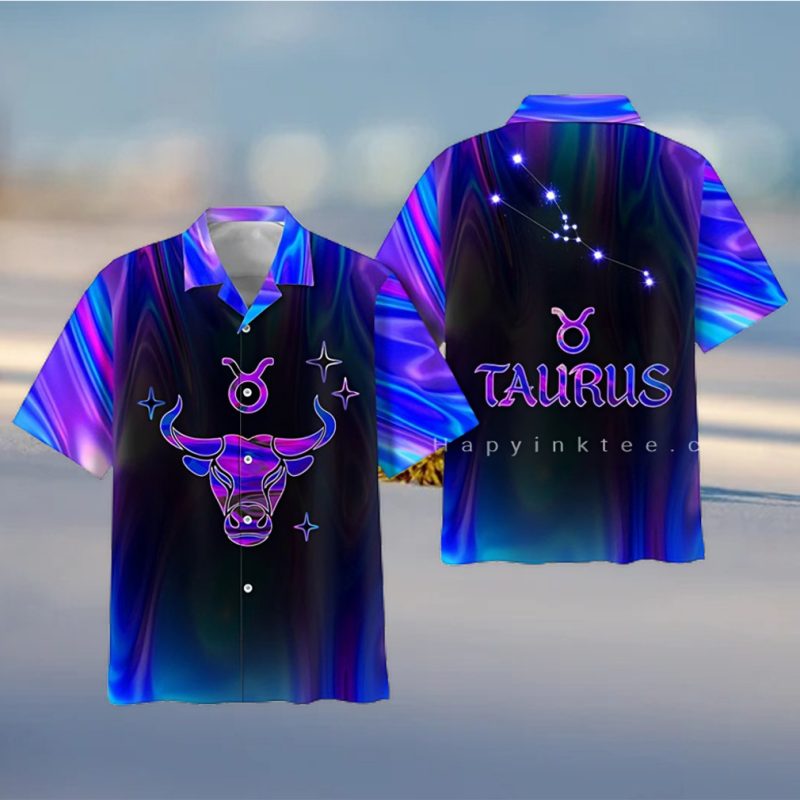 Taurus Zodiac Ultra Holo Star Summer Vibe Hawaii Shirt