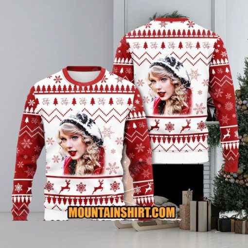 Taylor Swift 3D Ugly Sweater Red White