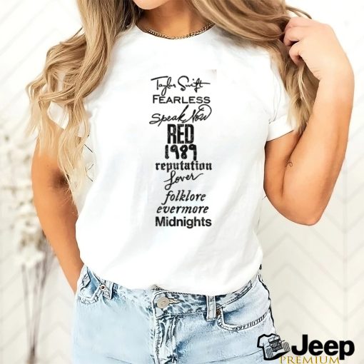 Taylor Swift Album List SHIRT