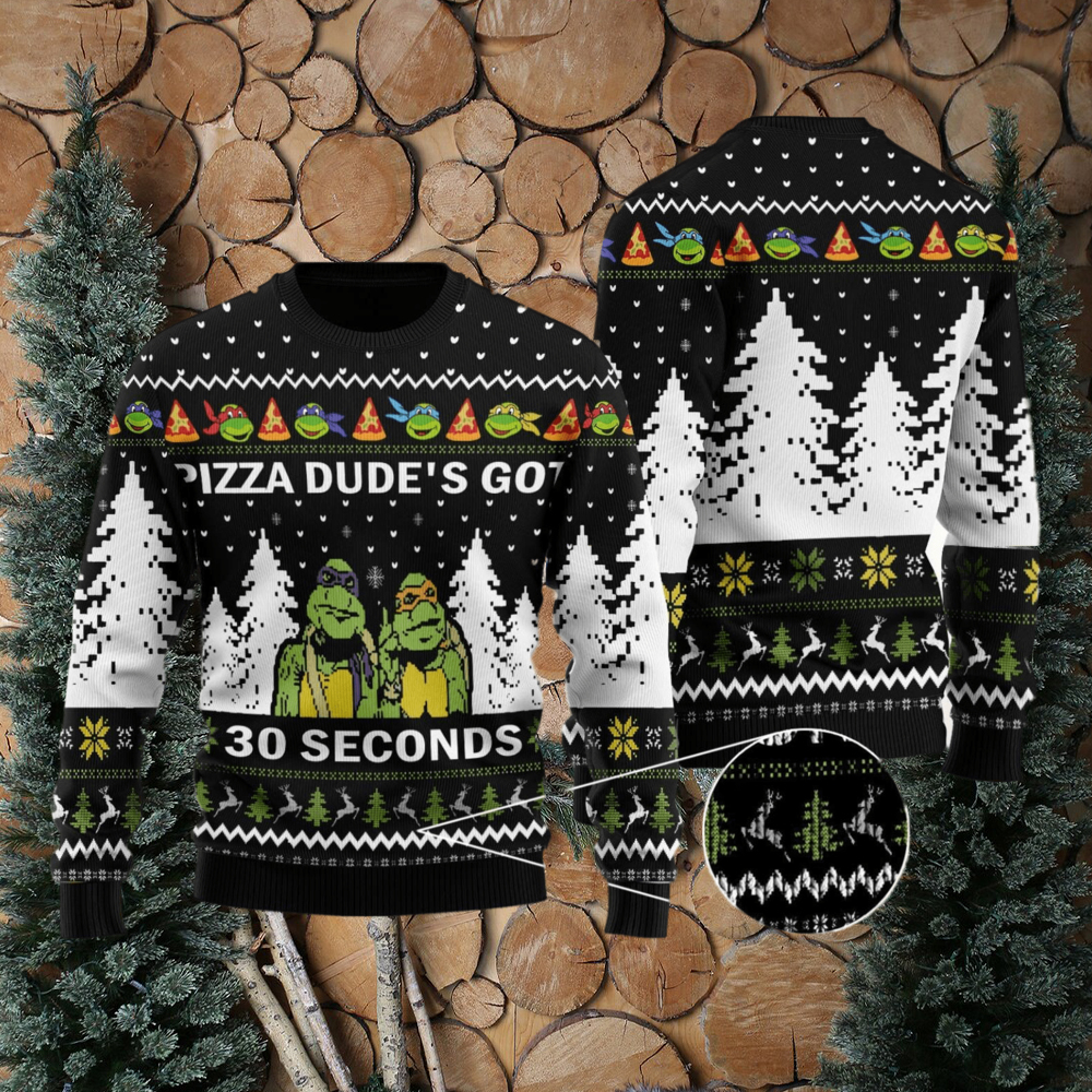 Pizza Dude's Got 30 Seconds Christmas Sweater  Ninja Turtles Ugly Christmas  Sweater For Men Women - Funny Ugly Christmas Sweater