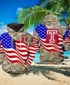 Temple Owls NCAA US Flag Camo Veteran 3D Printed Hoodie