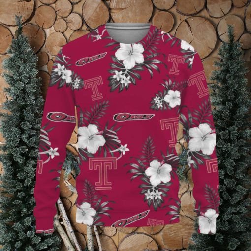 Temple Owls Tropical Hawaii Sport Knitted Christmas 3D Sweater Gift Holidays