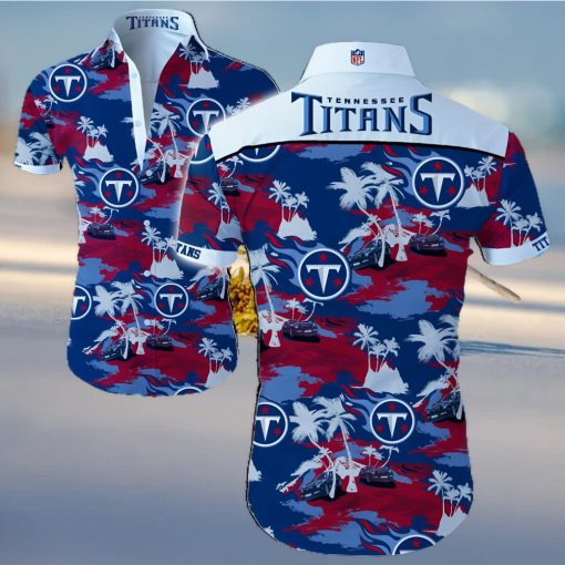 Tennessee Titans Logo Dark Shirt Hawaiian Summer Beach Shirt Full Print