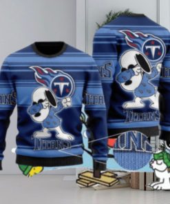 Tennessee Titans Snoopy Funny Knitted Christmas Sweater AOP Snowplow