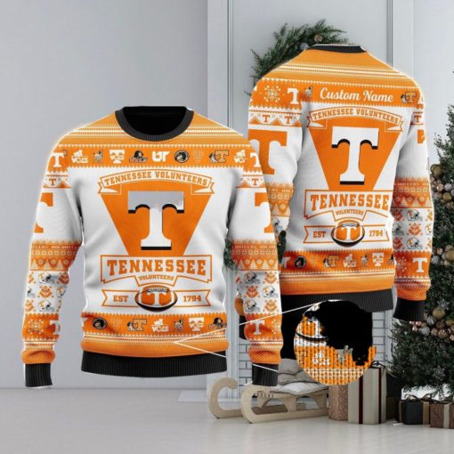 Tennessee Volunteers Football Team Logo Personalized Ugly Christmas Sweater Christmas Gift For Big Fans.