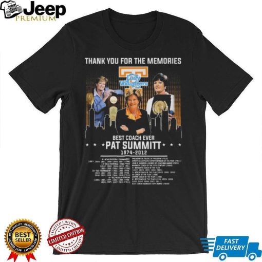 Tennessee Volunteers best coach ever Pat Summitt 1974 2012 thank you for the memories shirt