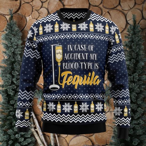 Tequila My Blood Type Ugly Christmas Sweater Thankgiving Gift Men Women