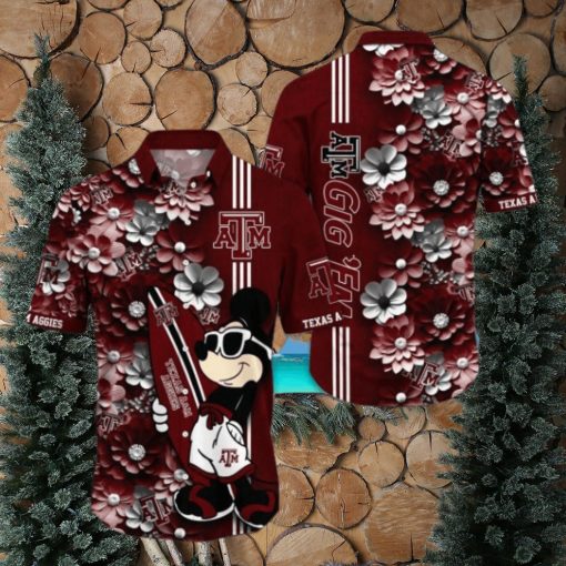 Texas A&ampM Aggies Hawaiian Shirt Mickey Love Surfing Trending Summer Gift