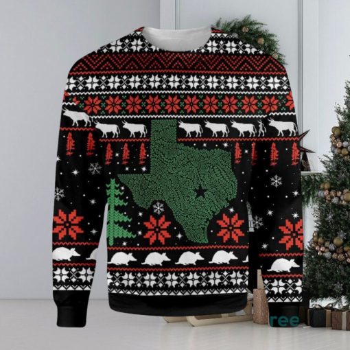 Texas Longhorn Bluebonnet Armadillo Ugly Christmas Sweater