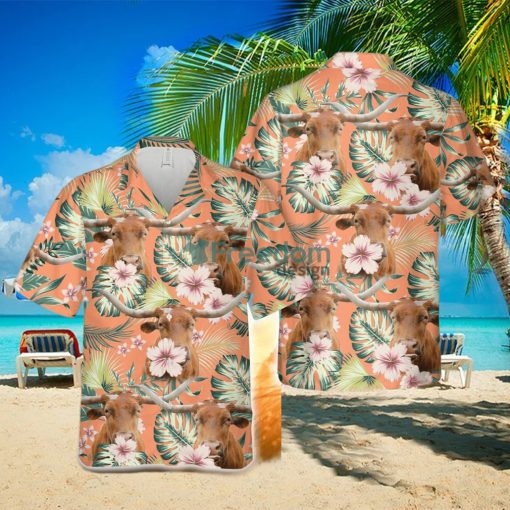 Texas Longhorn Summer Happiness Floral Farm 3D Hawaiian Shirt