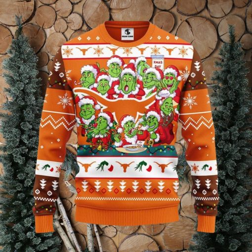 Texas Longhorns 12 Grinch Xmas Day Ugly Christmas Sweater For Sport Fans Christmas Gift