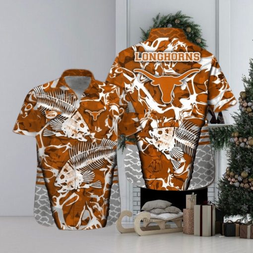 Texas Longhorns Fishing Short Sleeve Button Up Tropical Hawaiian Shirt
