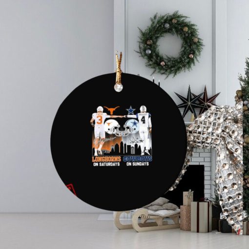 Texas Longhorns On Saturdays Dallas Cowboys On Sundays Ewers And Prescott Signatures Ornament Custom Name
