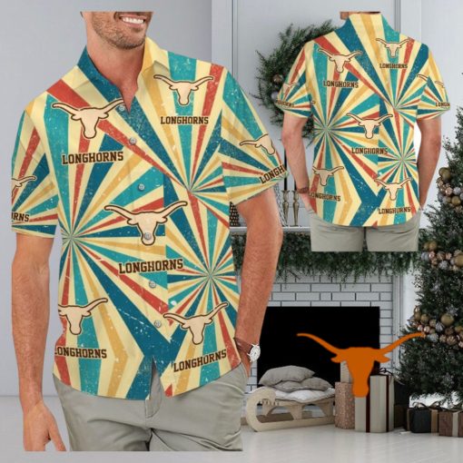 Texas Longhorns Retro Vintage Style Tropical Hawaiian Shirts for Summer Vacation