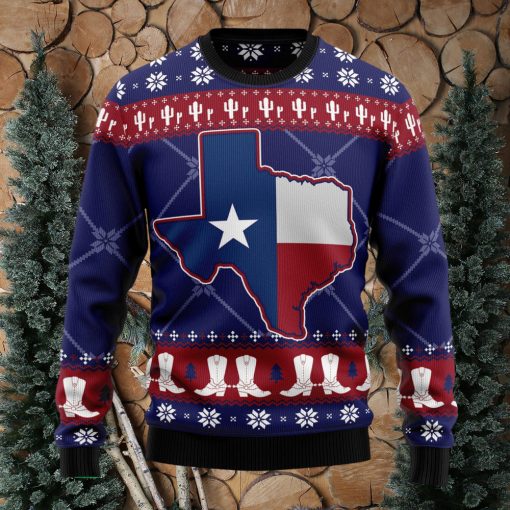 Texas Map Symbols Pattern Ugly Christmas Sweater Thankgiving Gift Men Women