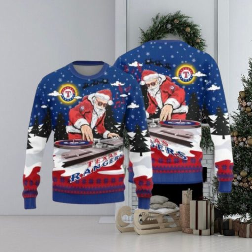 Texas Rangers Christmas Funny DJ Santa Ugly Sweater